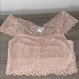 Me and U blush lace crop top.